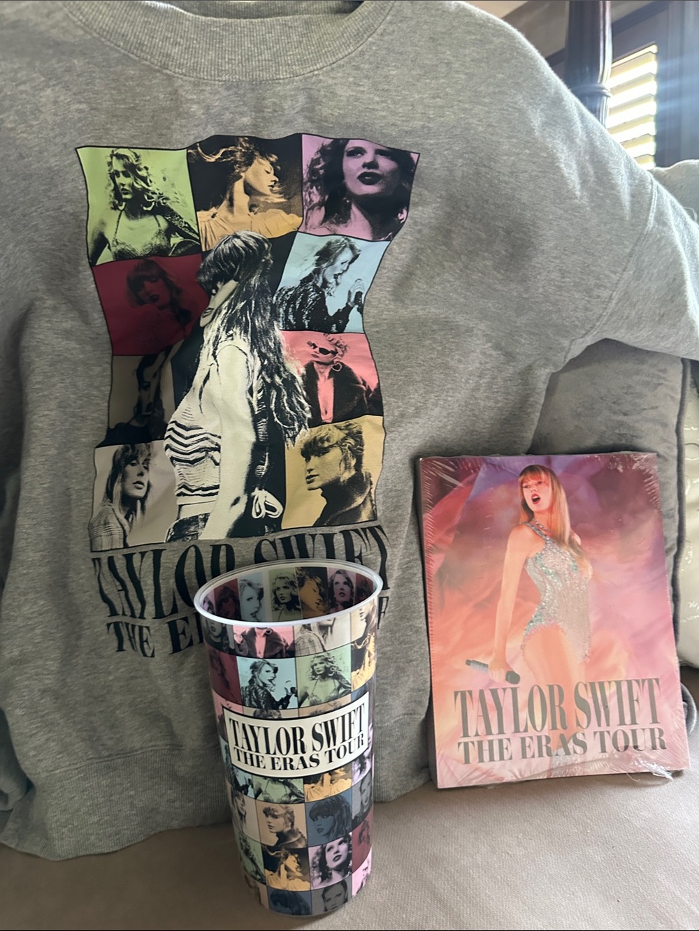 Taylor Swift Multicolor Graphic Crewneck Sweatshirt - Gray